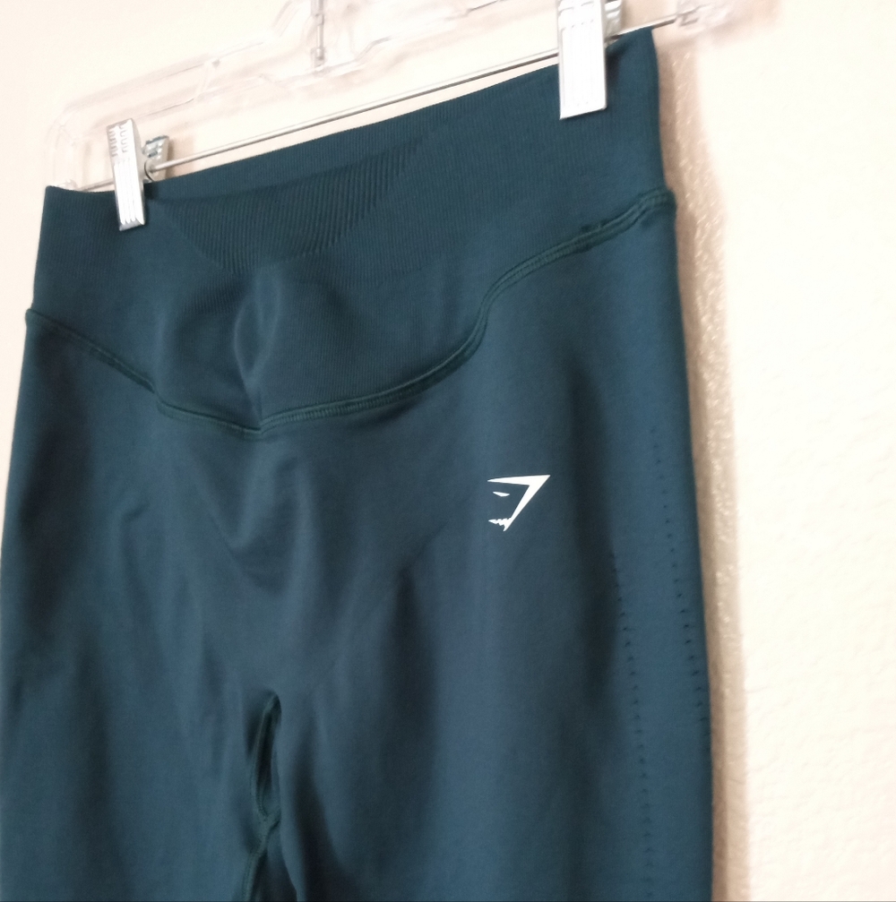 Gymshark Vital Seamless High-waisted Green Leggings 7/8 Length - Picture 3 of 6
